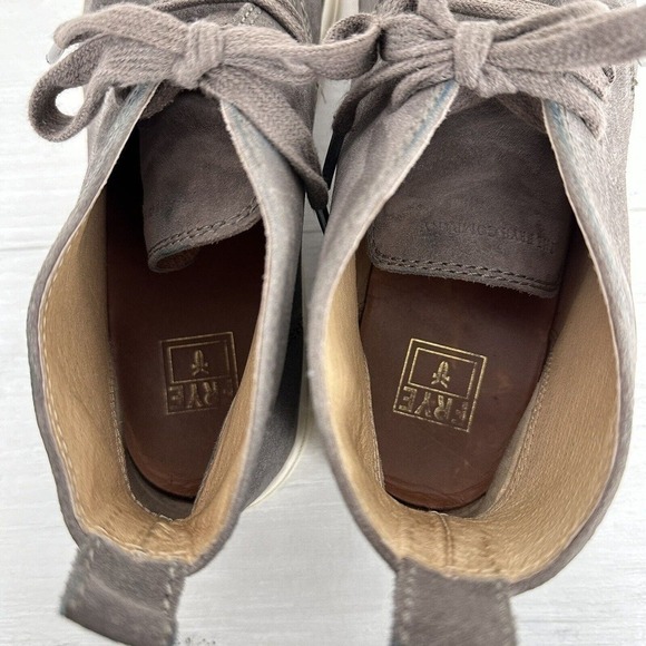 Frye Women's Gemma Chukka Suede Sneaker Boots Size 8 M Gray Leather Lace Up - Picture 10 of 13
